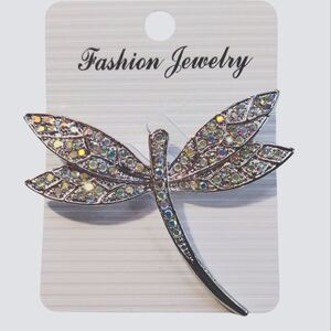 Irredecent Crystal Dragonfly Brooch